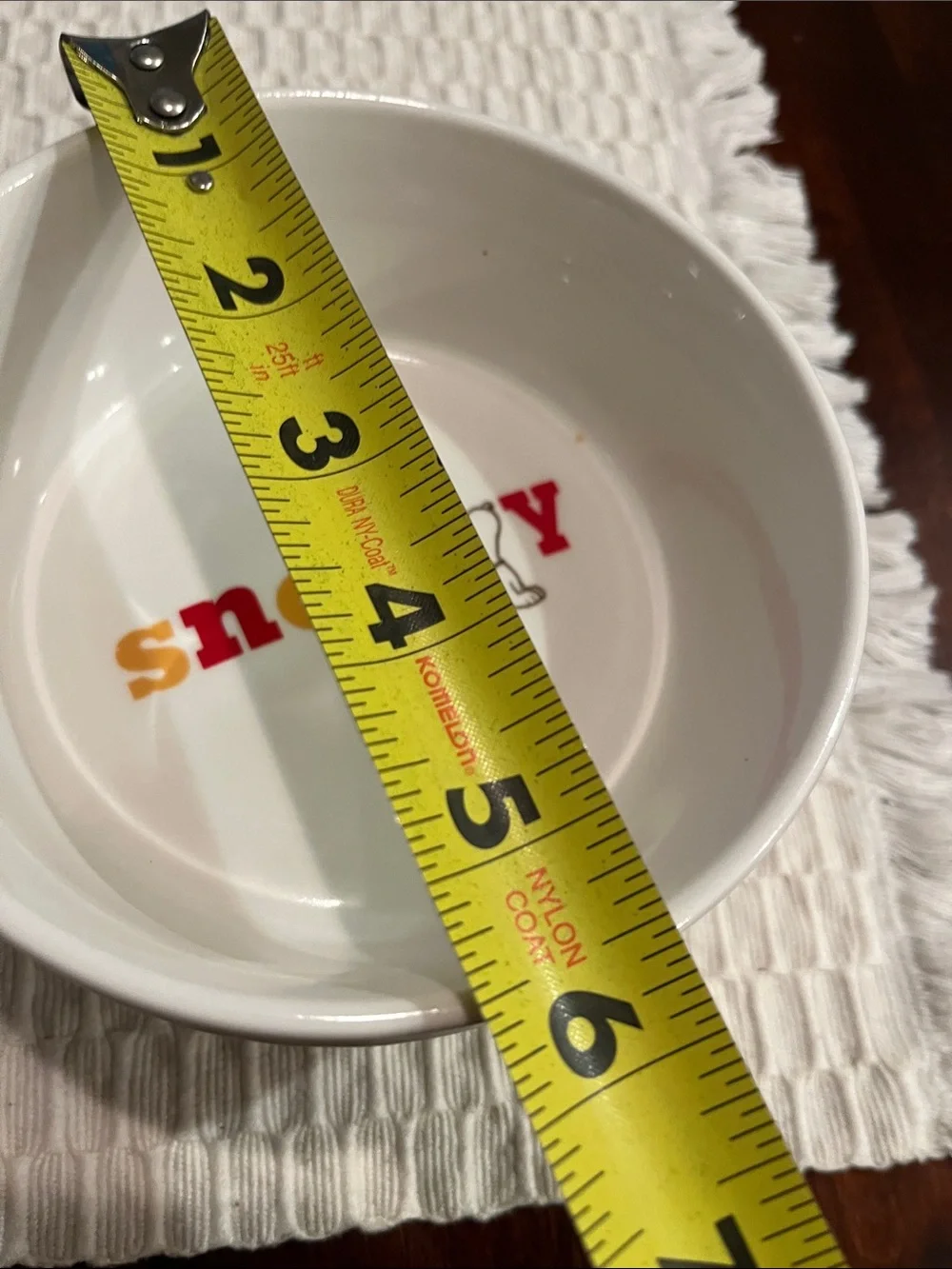 Peanuts Bowl Pair — White with Red, Yellow, Green, Blue, Orange Lettering